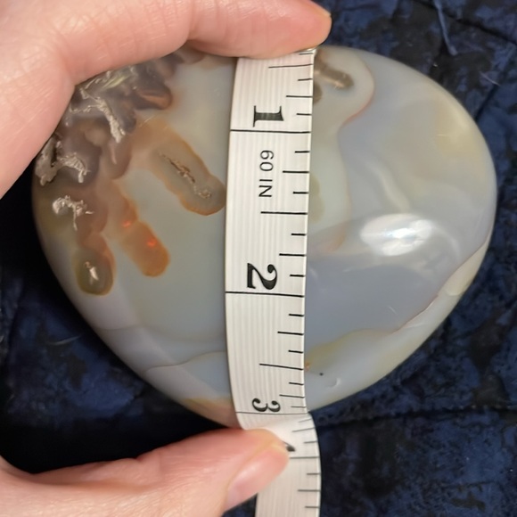 Medium 1 puffy flower agate heart - Picture 7 of 8